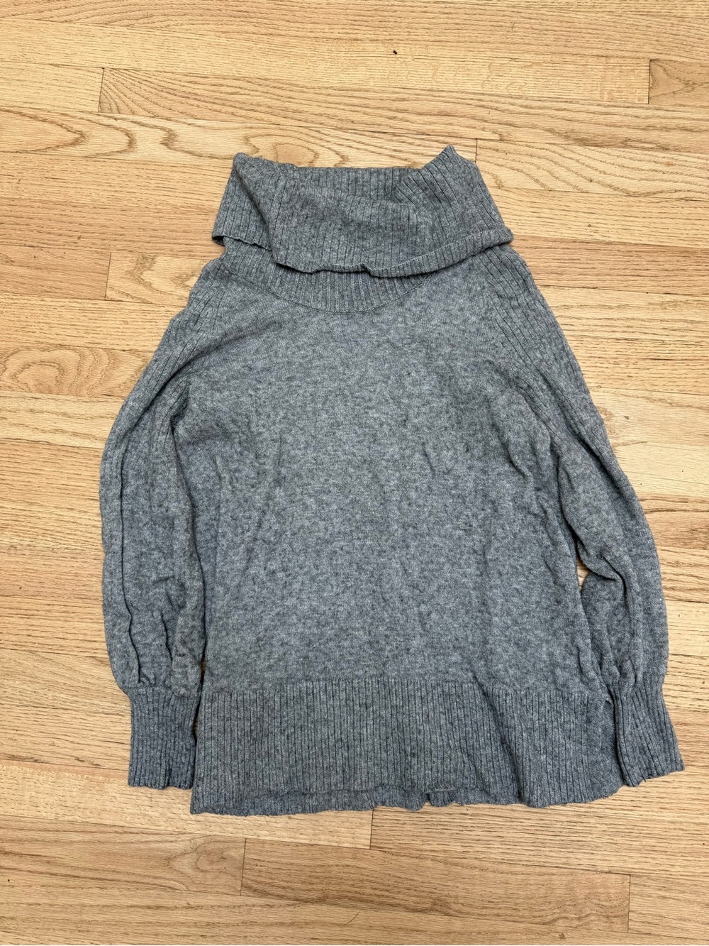 Anthropologie Sweater Light Gray Fold-Over Cowl Neck Turtleneck Sweater
